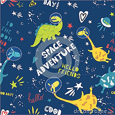 Beautiful seamless vector background space adventure Vector Illustration